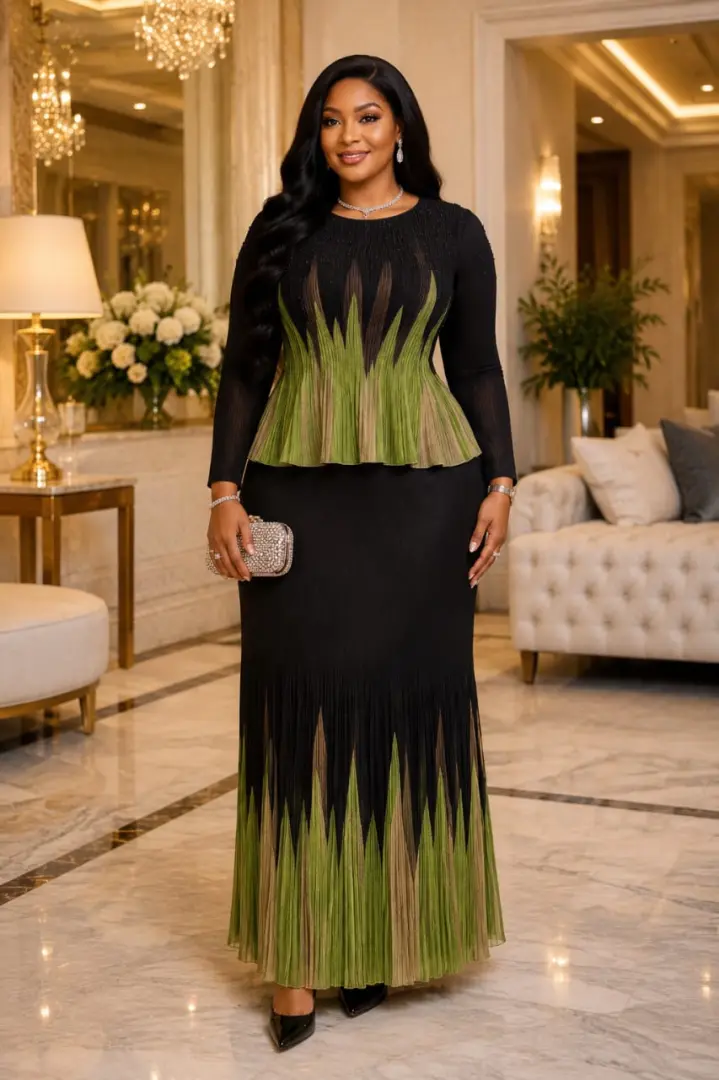 Long Pleated Two-Piece Cotton Dress thumbnail 5