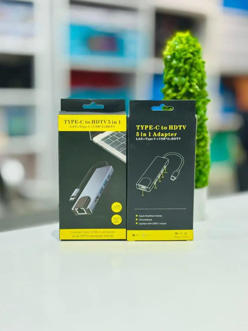 5-in-1 Type-C Hub Adapter with HDMI and Ethernet