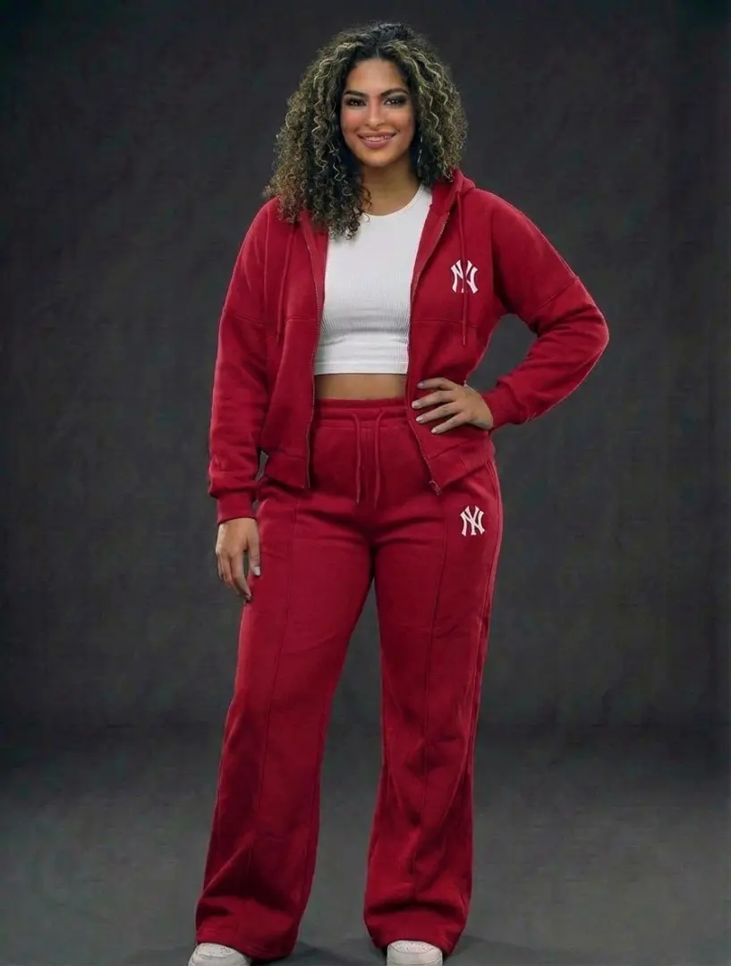 Three-Piece Red Tracksuit Set (NY Logo)