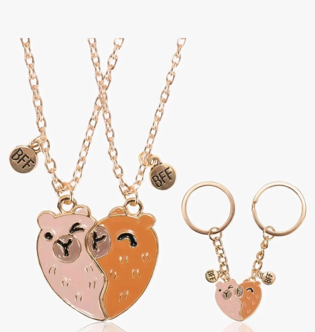 Set of 2 BFF Heart Bear Pendant Necklaces thumbnail 2