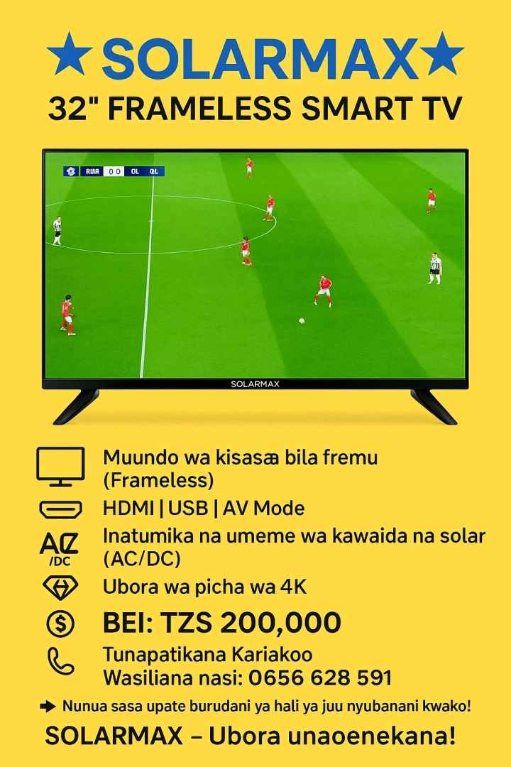 32-inch Solarmax Frameless Smart TV 4K AC/DC