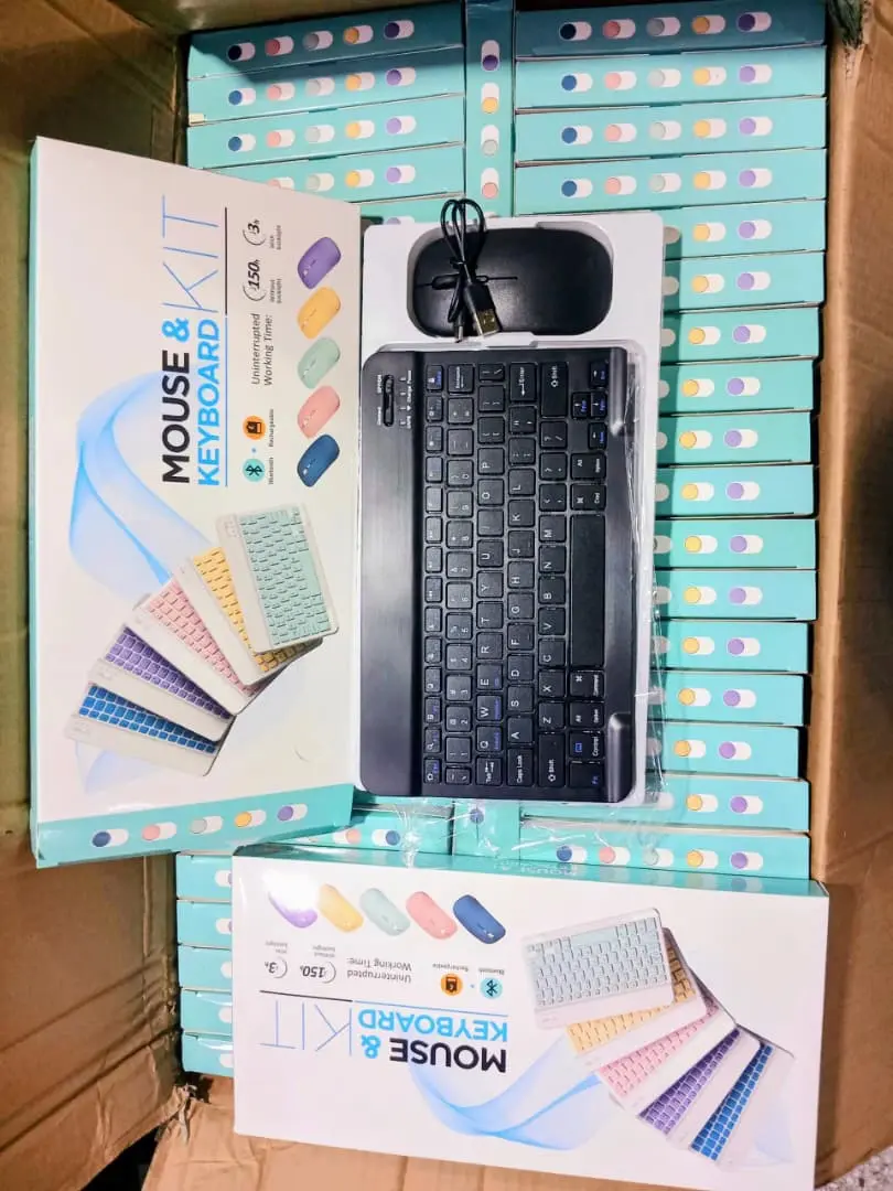 Black Wireless Rechargeable Bluetooth Keyboard and Mouse Kit