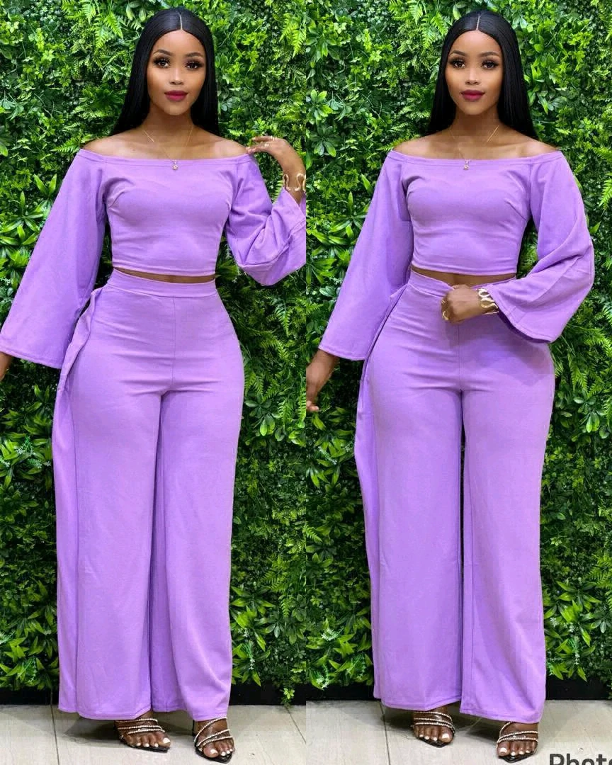 2PC Crop Top and Wide-Leg Trouser Sets thumbnail 2