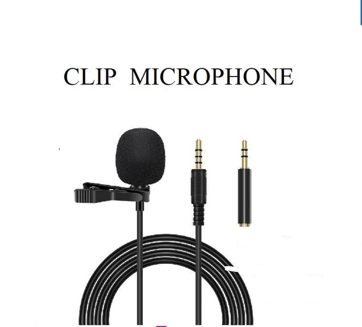 Black Clip-on Lavalier Microphone (Lapel Mic)