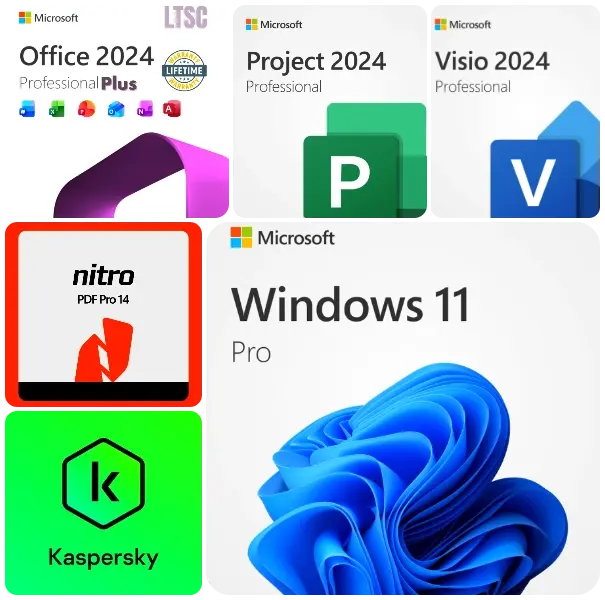 Windows 11 Pro + Office 2024 + Nitro PDF + Kaspersky Bundle