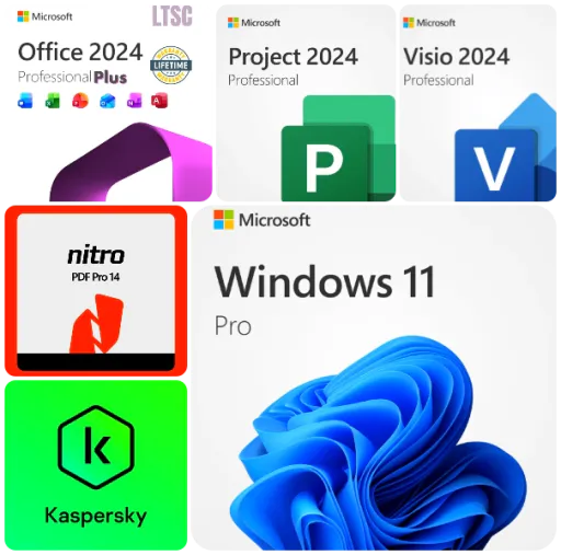 Windows 11 Pro + Office 2024 + Nitro PDF + Kaspersky Bundle