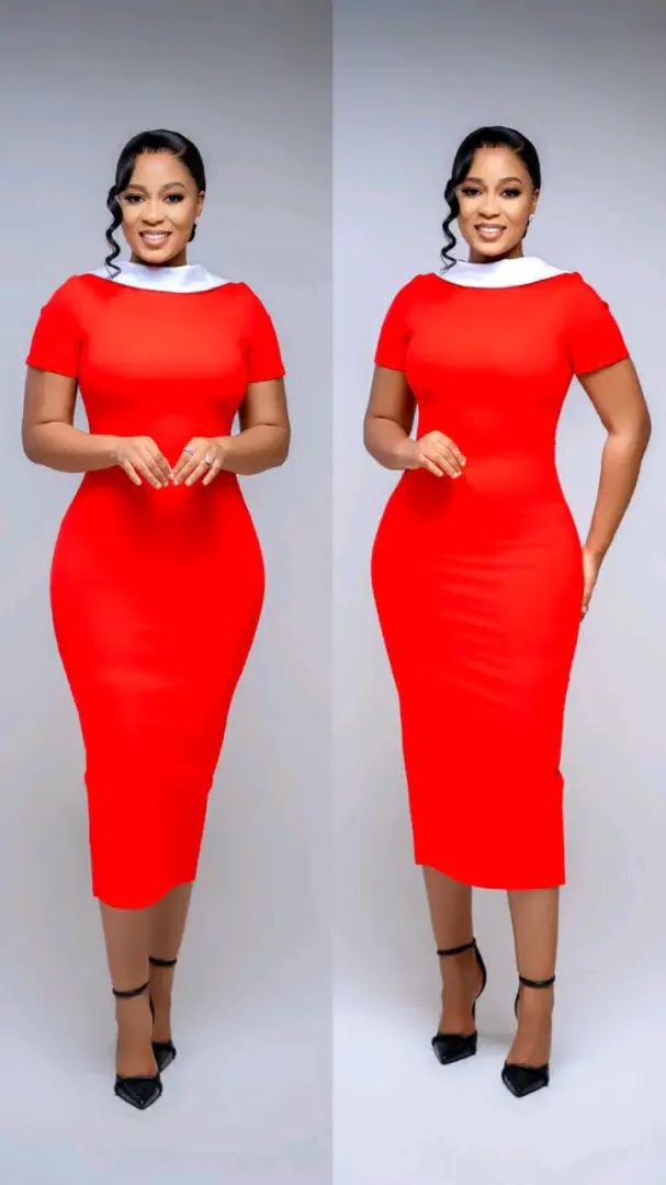 Royal Blue Fitted Dress with White Collar thumbnail 2