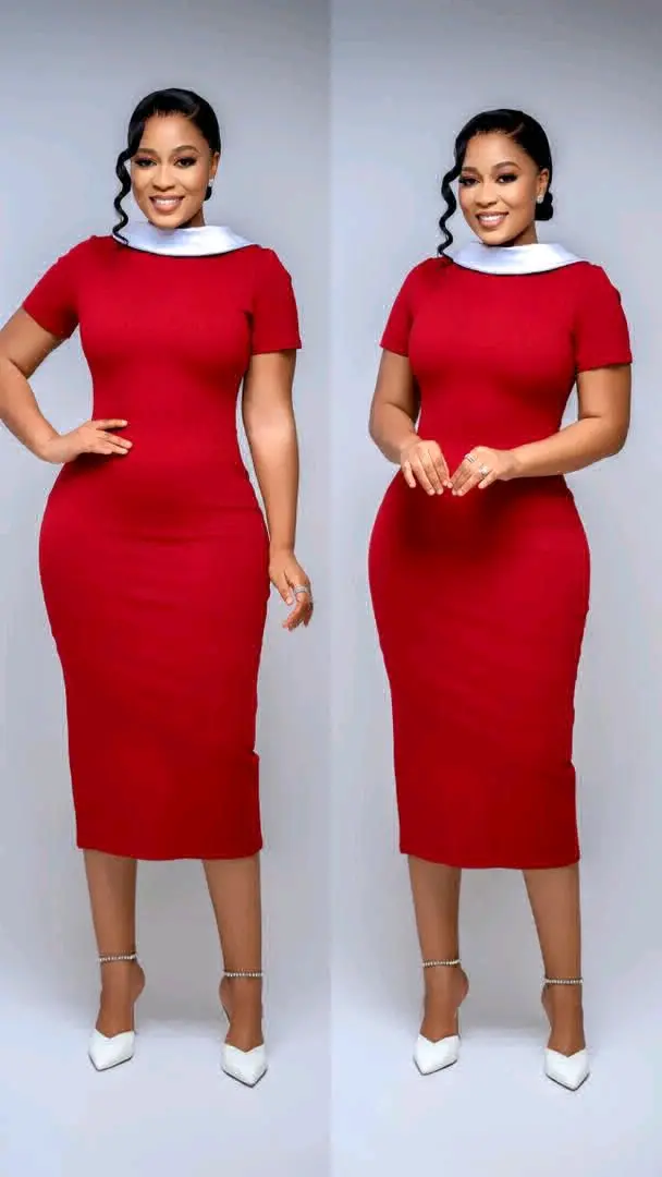Royal Blue Fitted Dress with White Collar thumbnail 5
