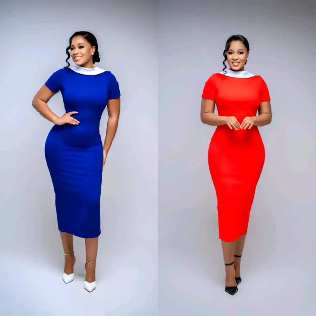 Royal Blue Fitted Dress with White Collar thumbnail 8