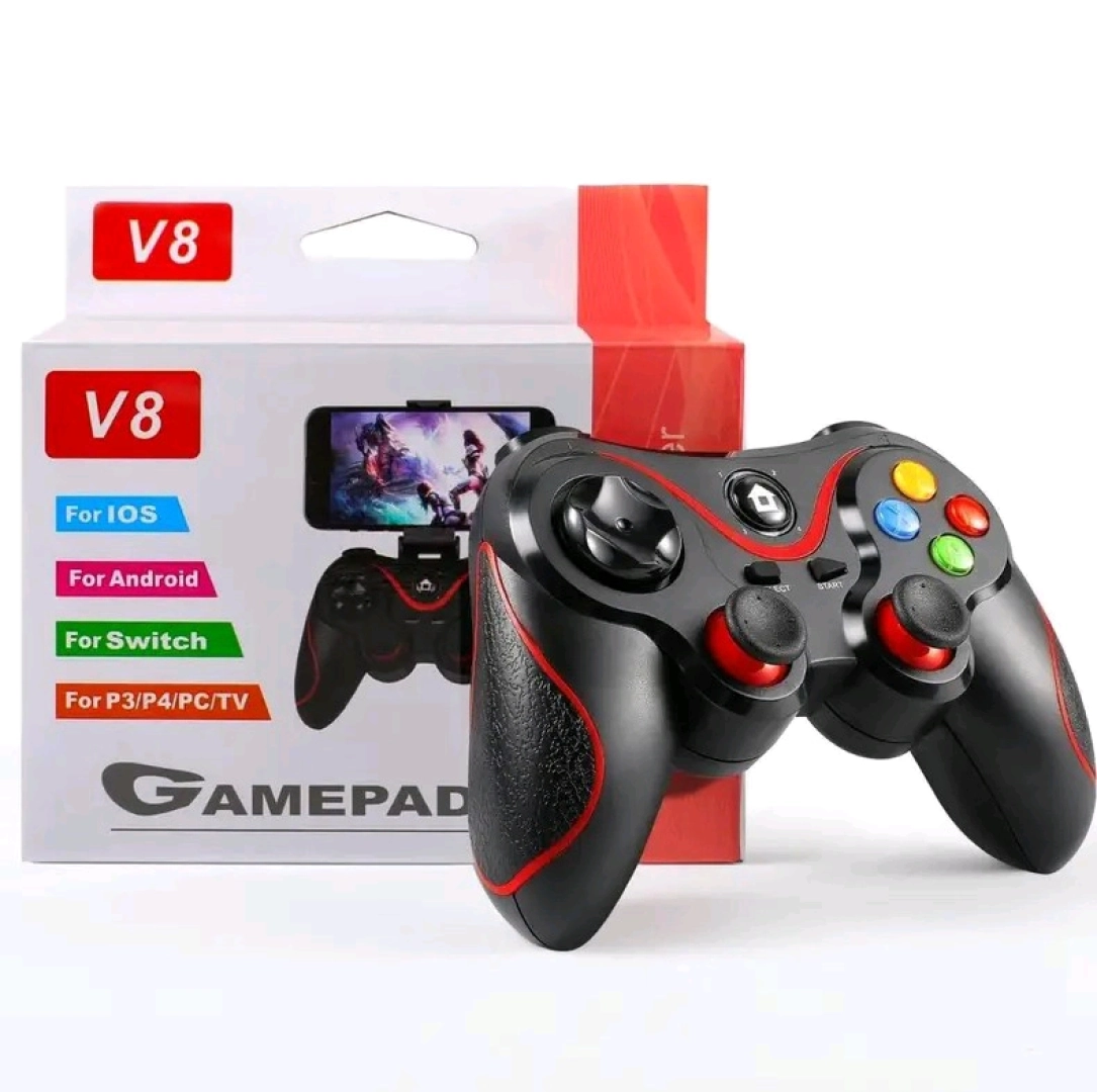 Black and Red V8 Wireless Gamepad Controller