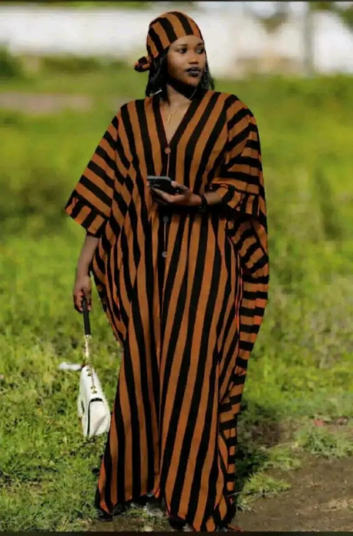 Kaftan Dress Blue/White Striped (Free Size) thumbnail 2