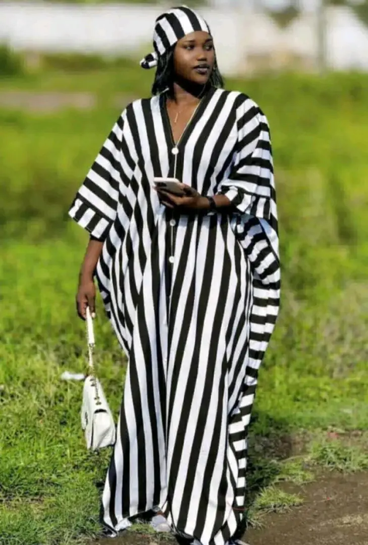 Kaftan Dress Blue/White Striped (Free Size) thumbnail 4