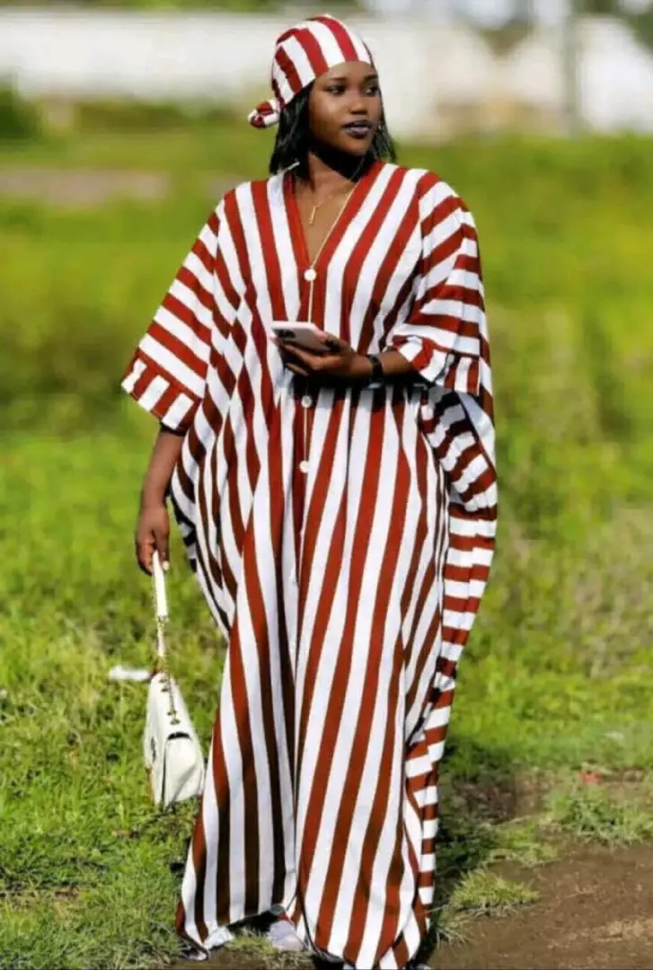 Kaftan Dress Blue/White Striped (Free Size) thumbnail 5