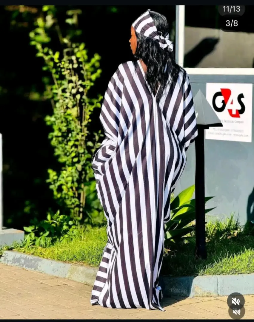 Kaftan Dress Blue/White Striped (Free Size) thumbnail 6