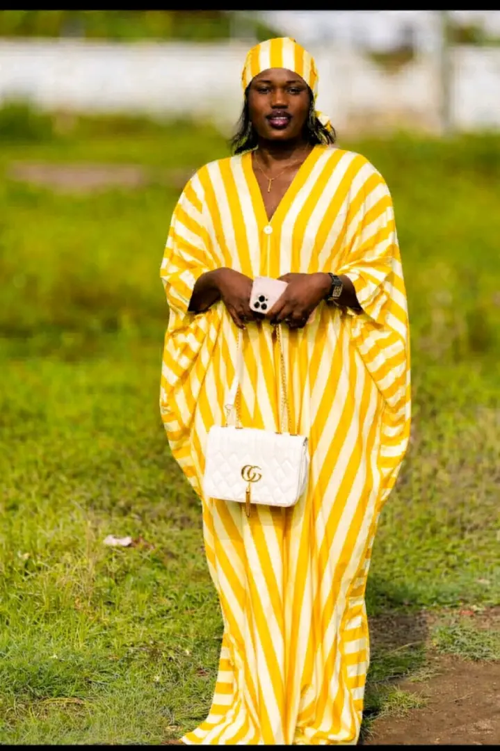 Kaftan Dress Blue/White Striped (Free Size) thumbnail 7