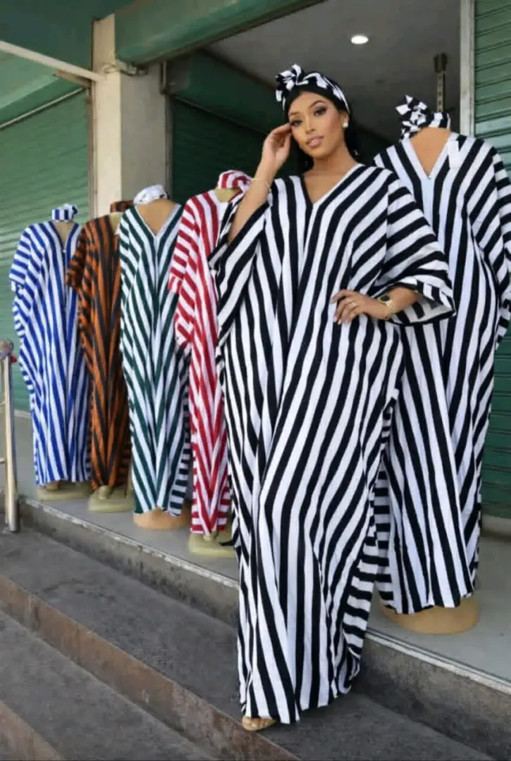 Kaftan Dress Blue/White Striped (Free Size) thumbnail 8