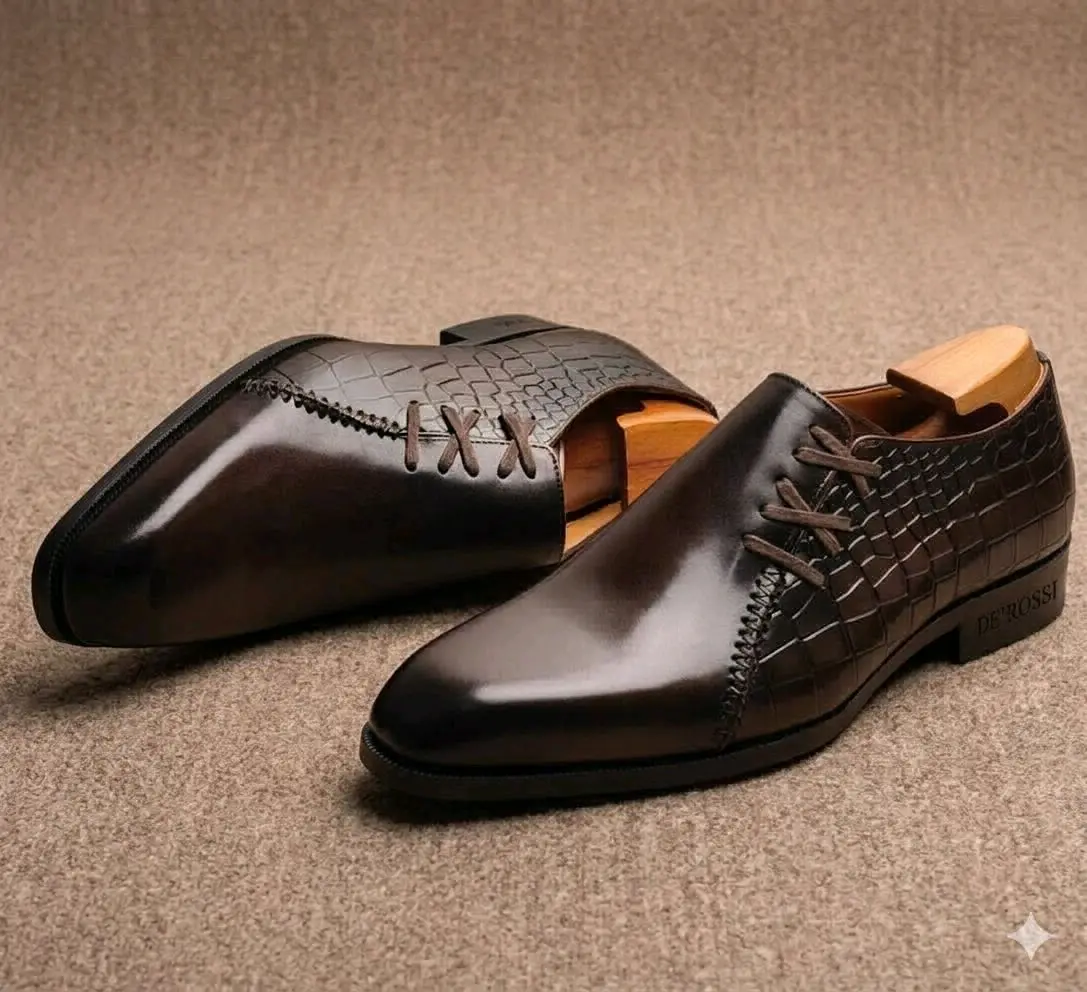 DE ROSSI Men's Black Leather Dress Shoes (Made in Italy) thumbnail 4