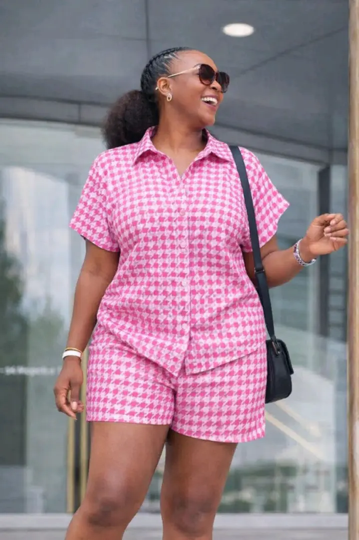 Red & White Checkered Two-Piece Short Set thumbnail 4