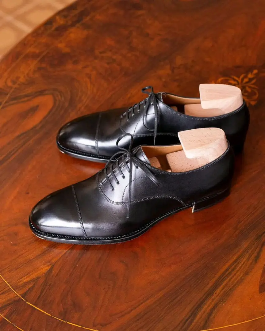 De Rossi Black Leather Men's Dress Shoes