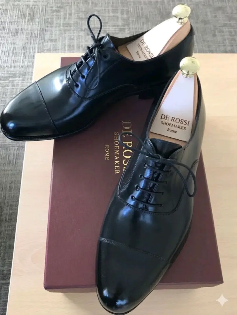 De Rossi Black Leather Men's Dress Shoes thumbnail 3