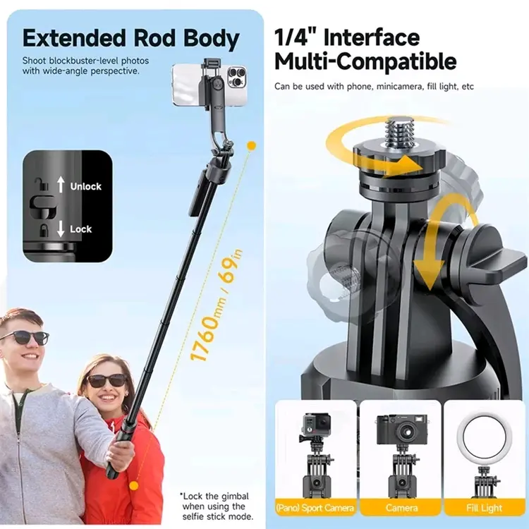 TT07 AI Tracking Gimbal Selfie Stick with Tripod thumbnail 3