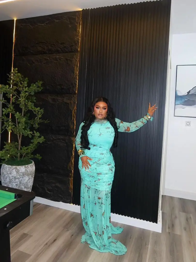 Turquoise/Mint Green Long Sheer Dress