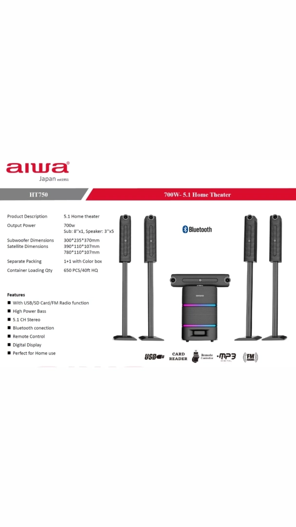 Aiwa HT 750 5.1 Home Theater Music System 700W