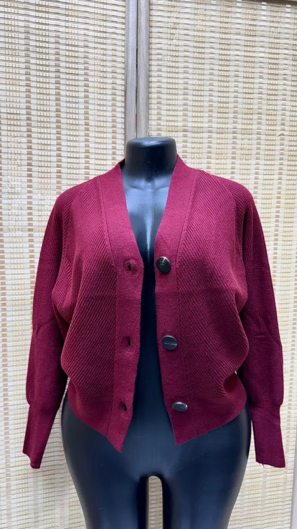 Ribbed Cardigan Sweater (Free Size) thumbnail 2