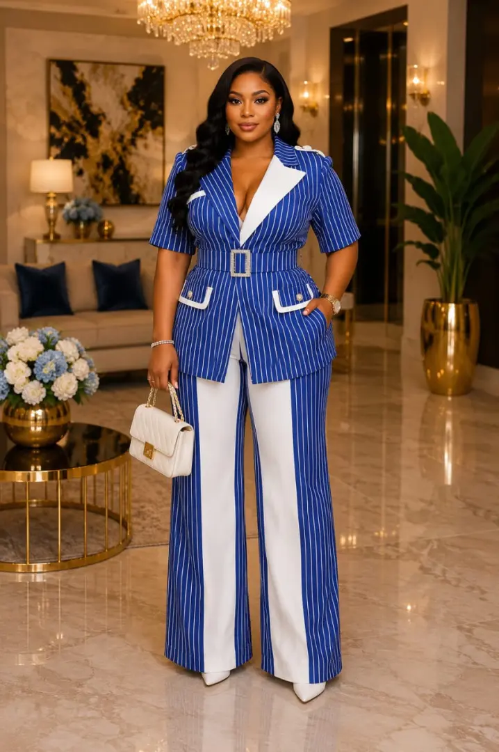 Women's 2-Piece Striped Suit Set thumbnail 3