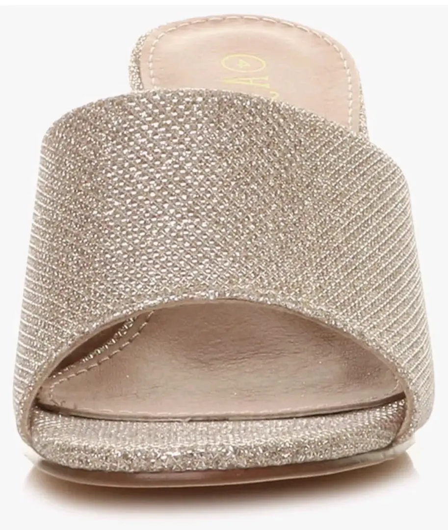 Ajvani Ladies Silver Glittery Mules thumbnail 3