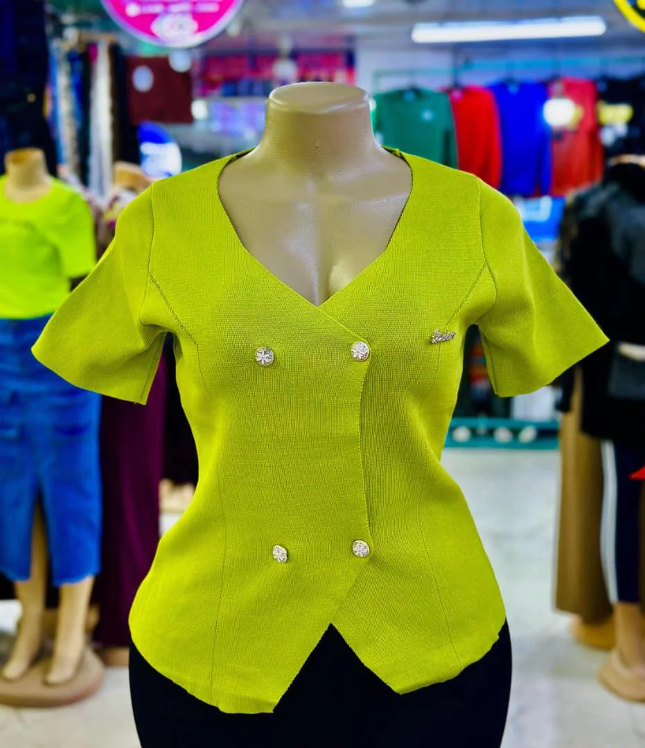 Red V-neck Blouse for Wholesale thumbnail 4