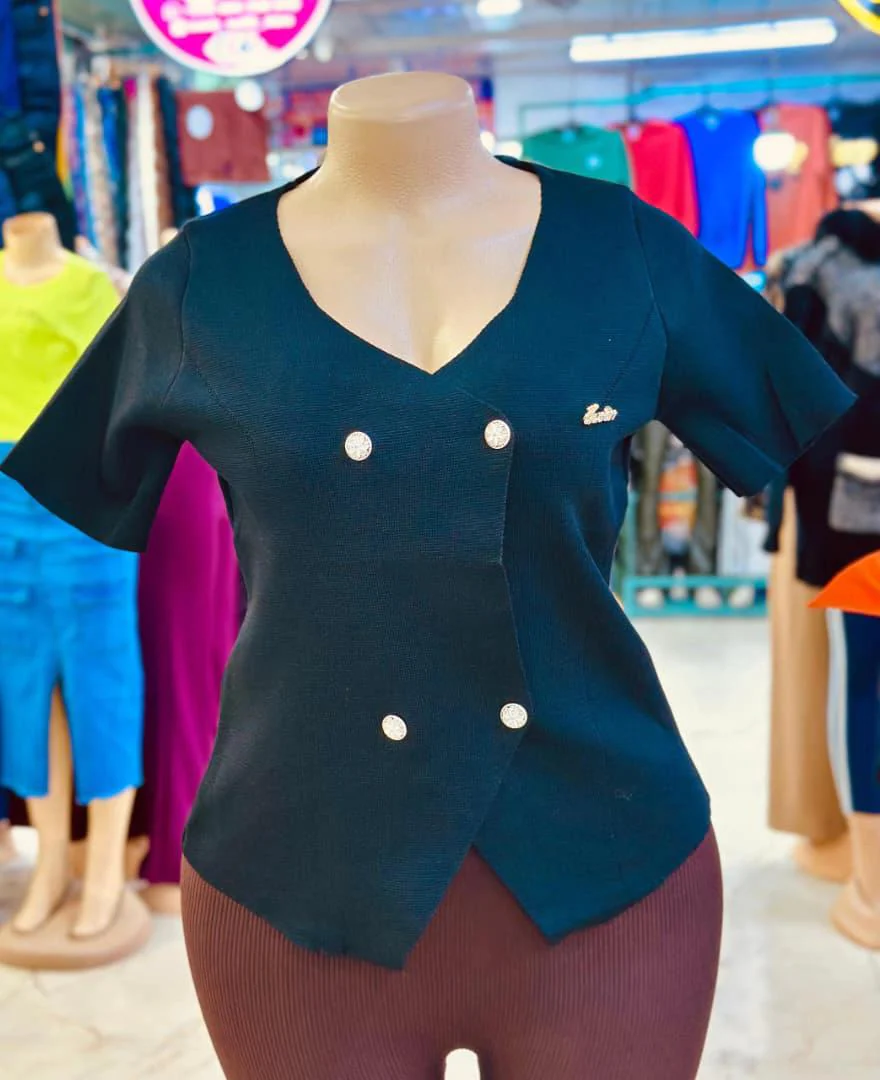 Red V-neck Blouse for Wholesale thumbnail 5