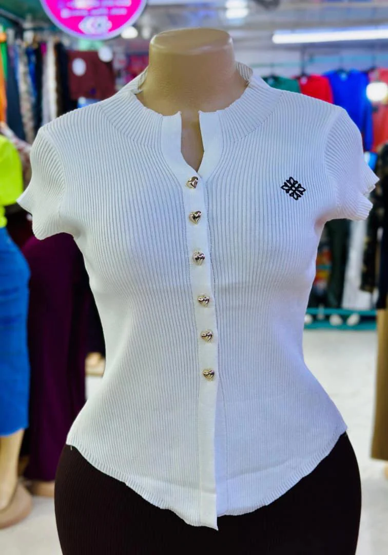 Red V-neck Blouse for Wholesale thumbnail 9