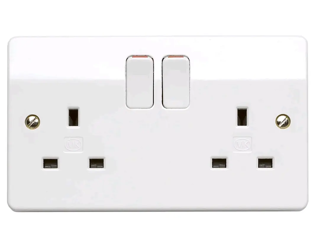 Double Electrical Socket - White