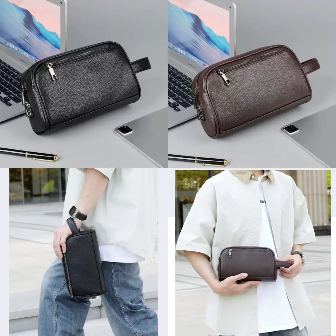 Men's Leather Clutch & Toiletry Bag thumbnail 2