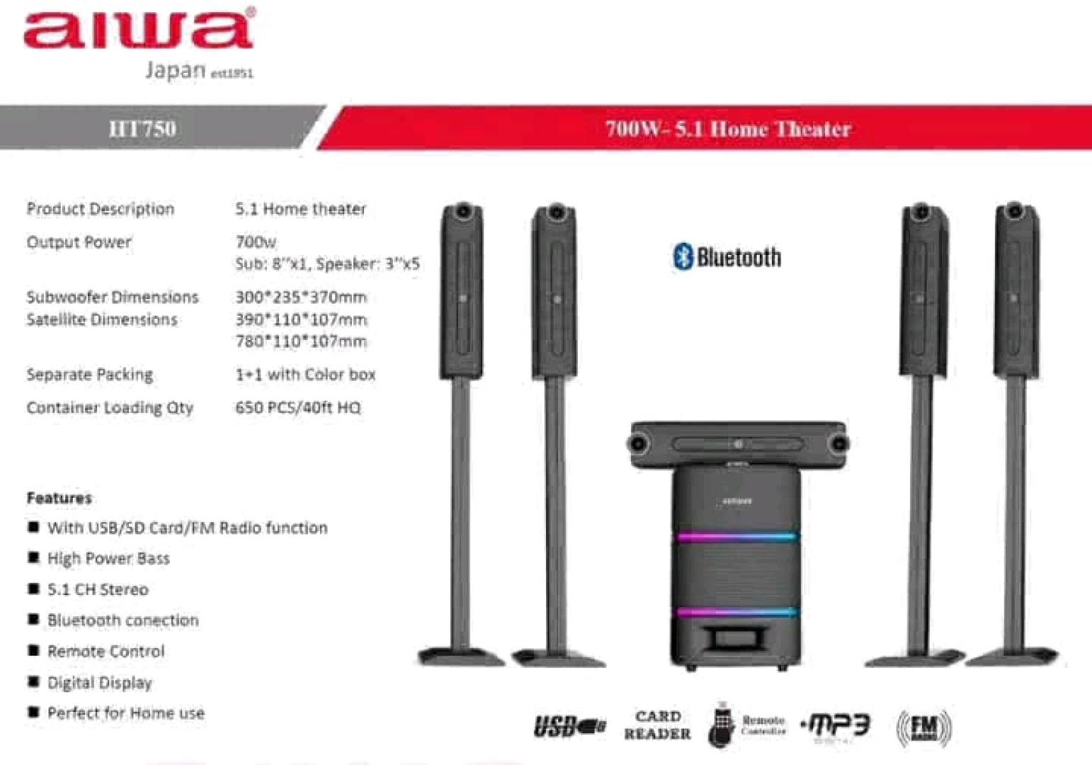 Aiwa IIT 750 700W 5.1 Home Theater System