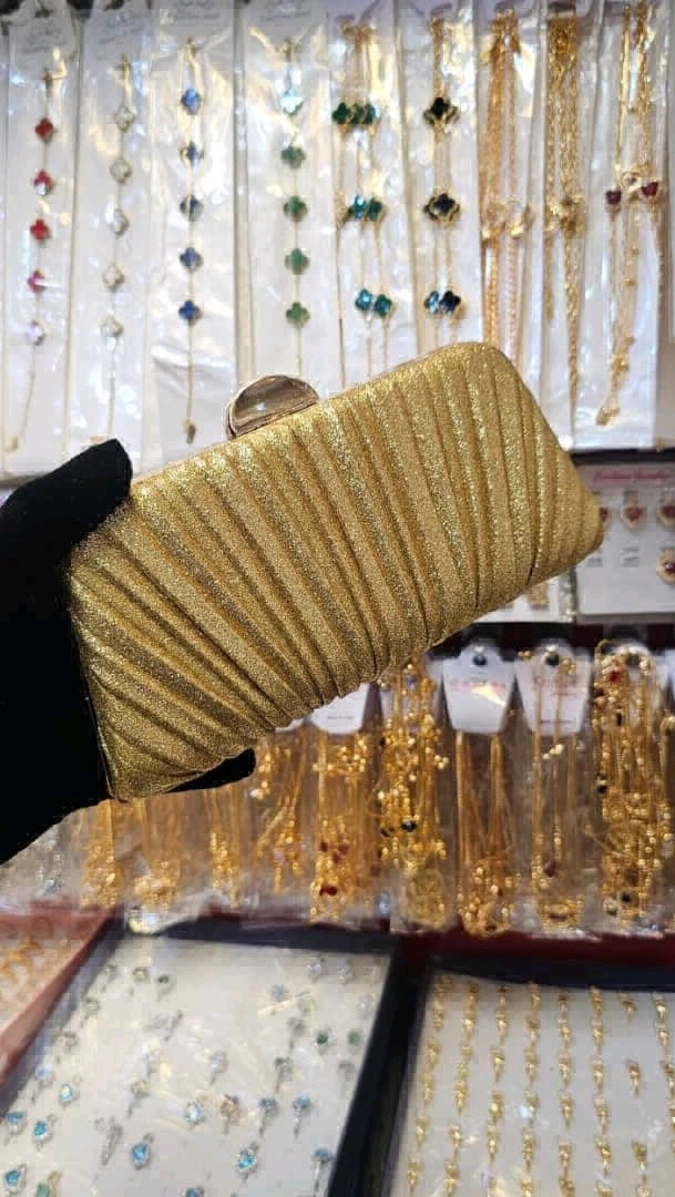 Gold Textured Clutch Handbag