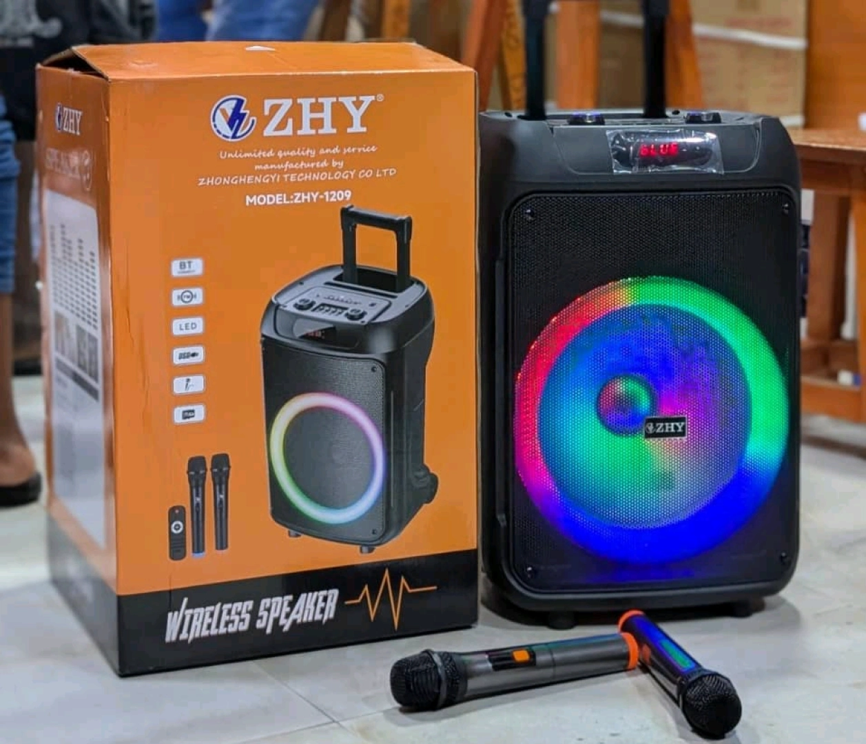 ZHY-1209 Wireless Party Speaker with Dual Microphones