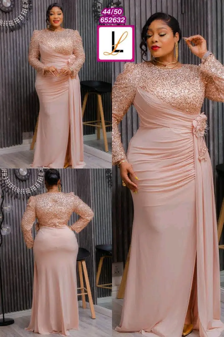 Long Evening Dress with Sequined Sleeves thumbnail 5