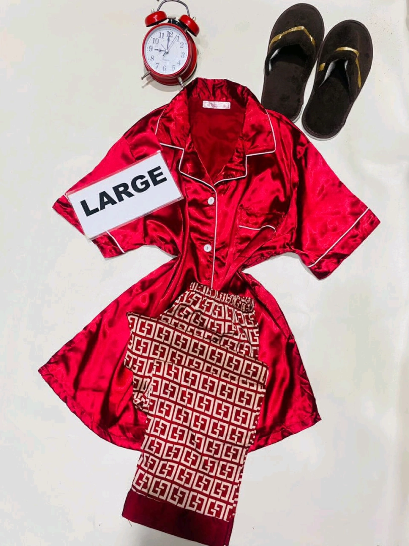 Red Satin Pajama Set (Mtumba Sleepwear)