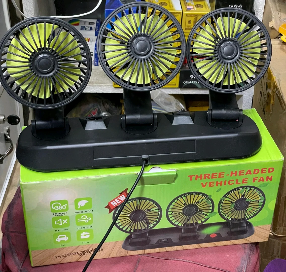 Triple-Headed 12V/24V Vehicle Fan (Feni za Magari na Bajaj)