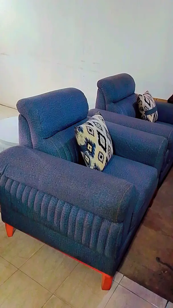Modern Blue Upholstered Sofa