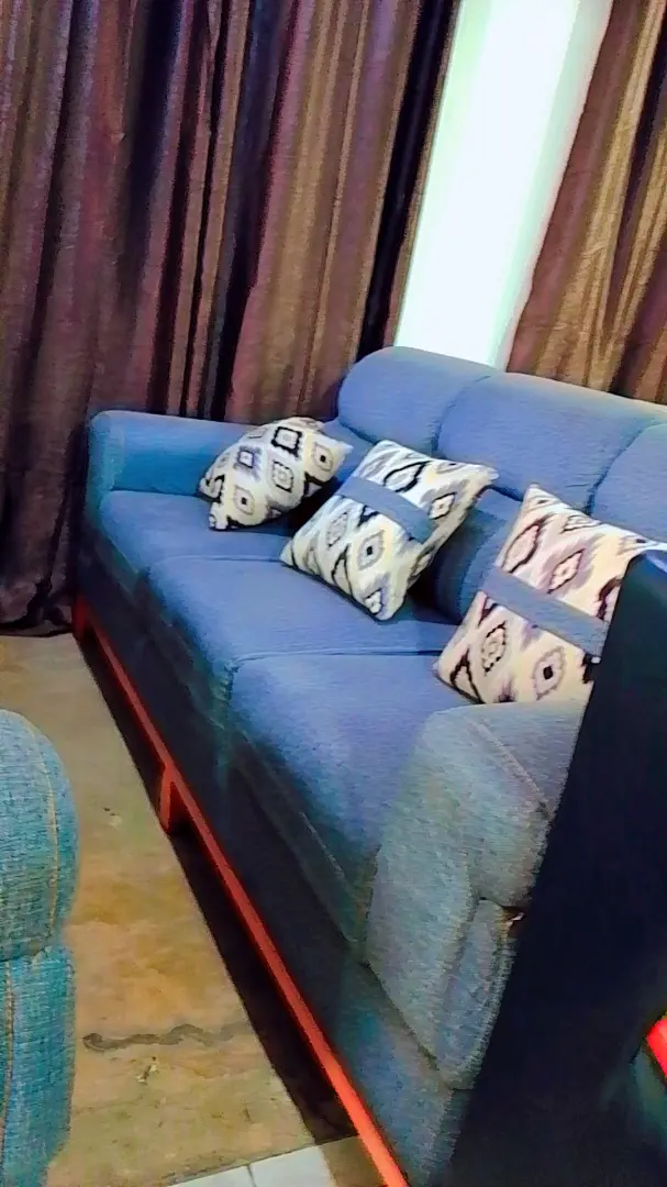 Modern Blue Upholstered Sofa thumbnail 2