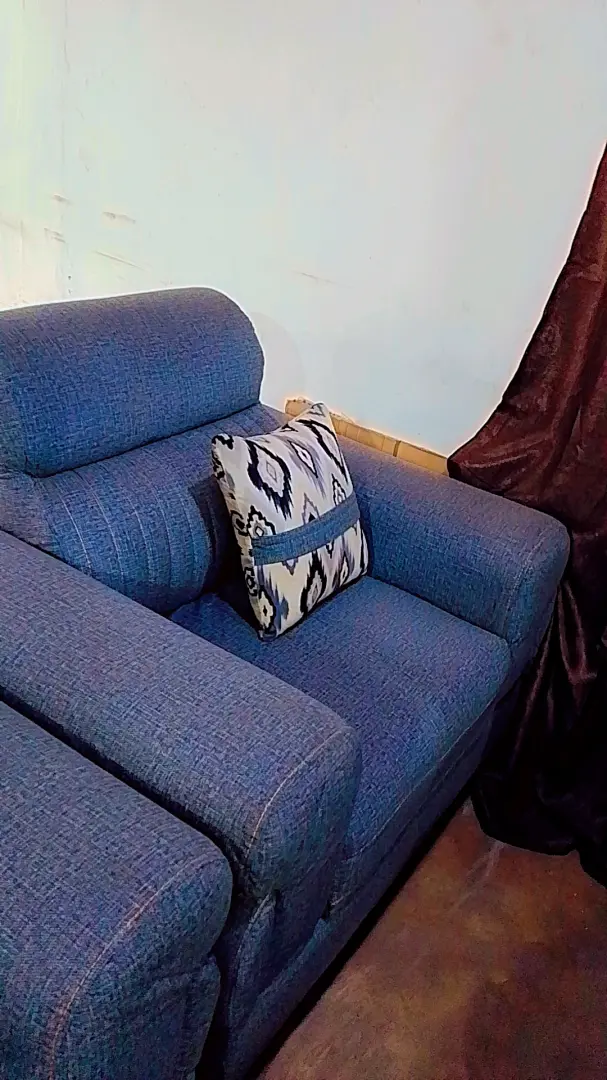 Modern Blue Upholstered Sofa thumbnail 3