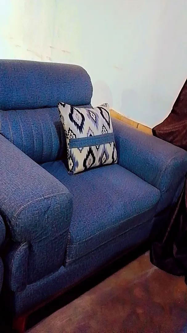 Modern Blue Upholstered Sofa thumbnail 4
