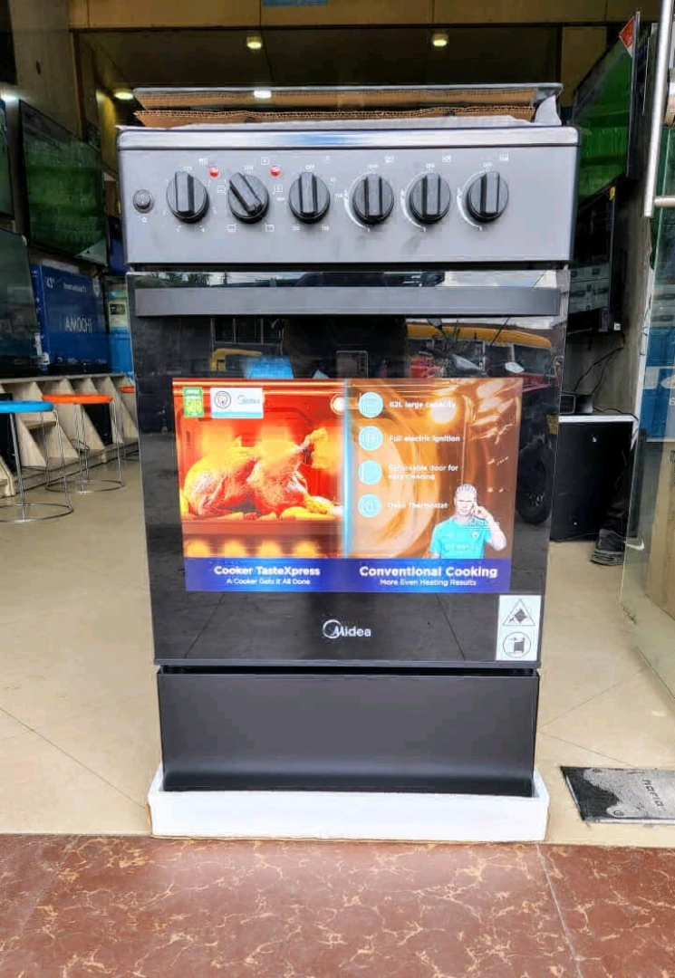 Midea Standing Gas Cooker (Black, 4 Burners)