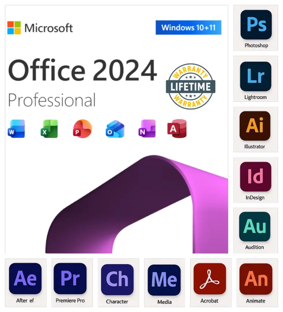 Miicrosoft Office 2024 Professional Plus & Adobe Master Collection 2025
