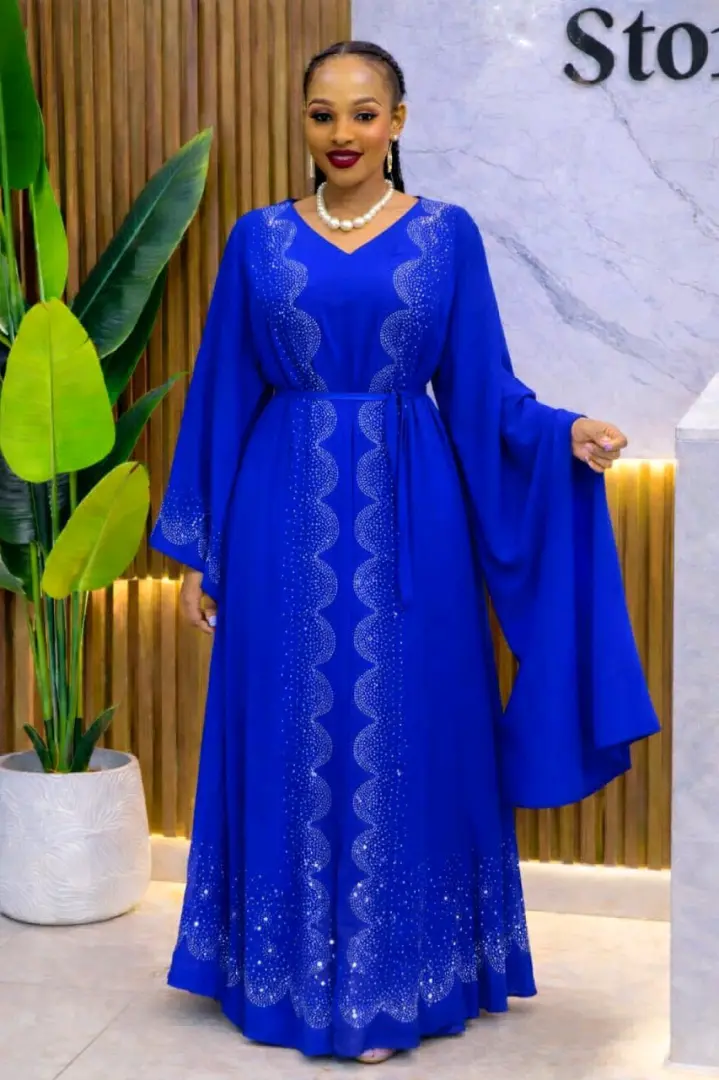 Maroon Abaya Dress with Embellishments thumbnail 4