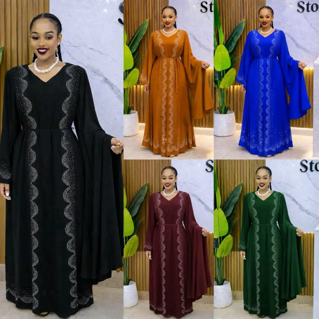 Maroon Abaya Dress with Embellishments thumbnail 6
