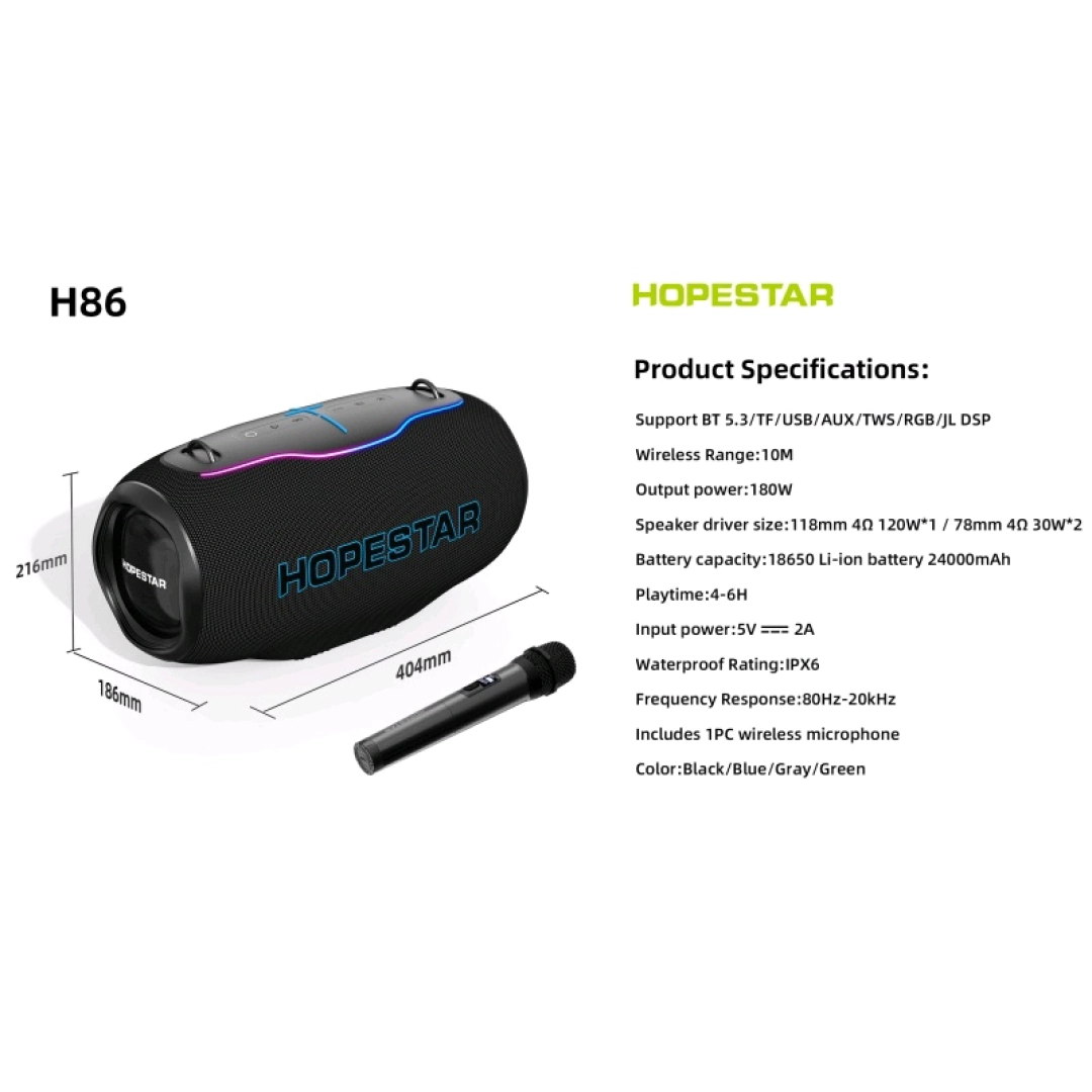 Hopestar H86 Portable Wireless Speaker 180W IPX6 thumbnail 3